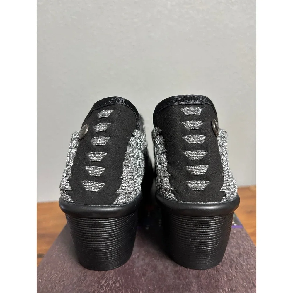 Bernie Mev Fresh Lulia Pewter Woven Wedge Pumps Size 38 US 7.5-8